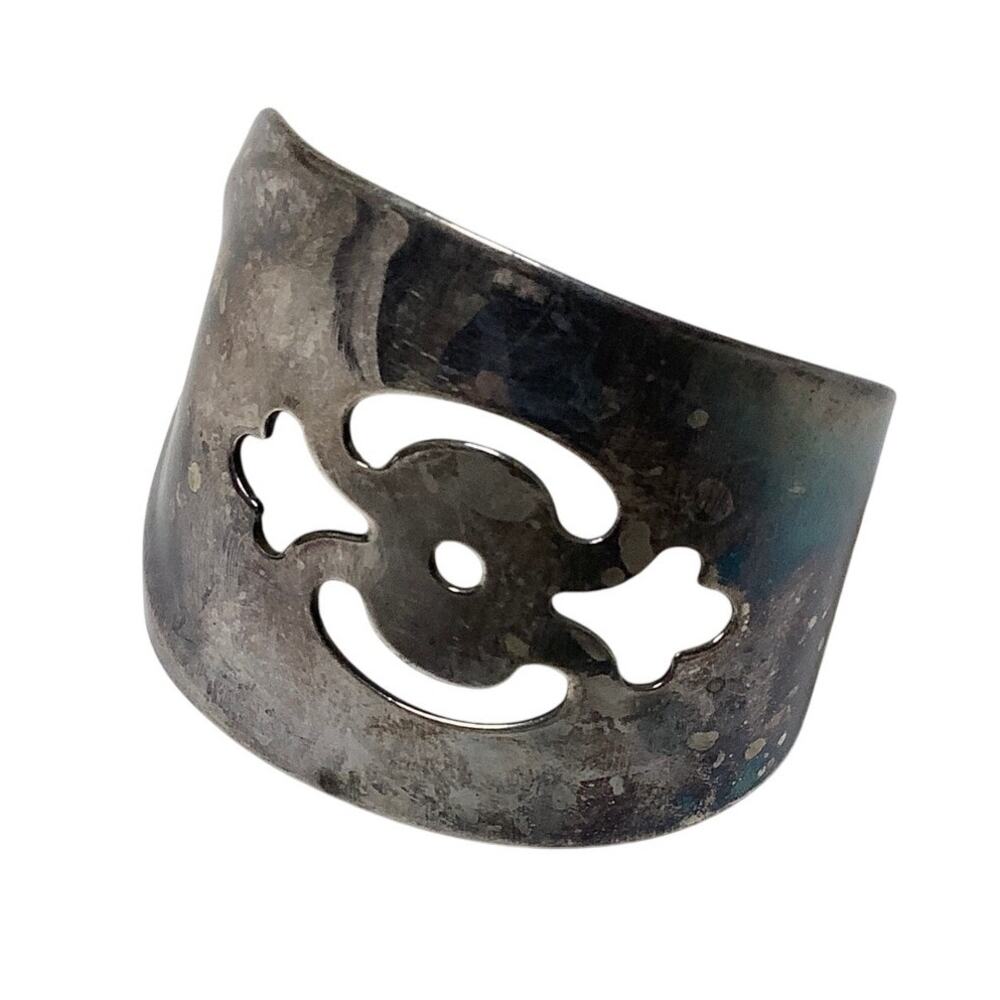 Vintage Community Silverware Spoon Pierced Cutout Cuff Bracelet Boho Chic C32-37